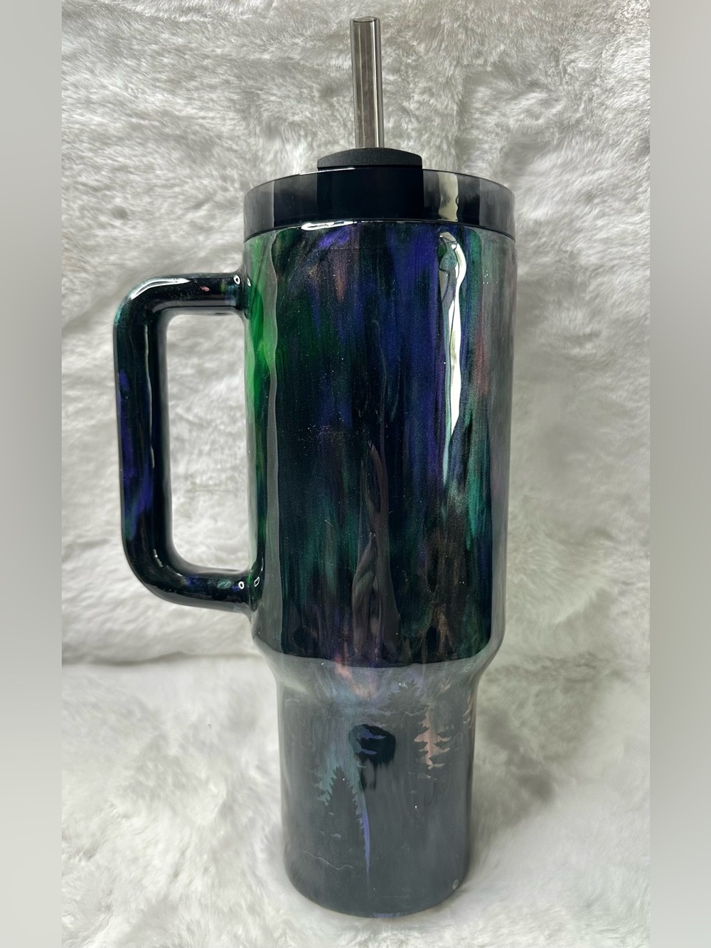 Northern Lights Custom Painted Stanley Tumbler 40 oz